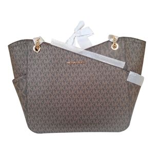 Michael Kors Purse Shoulder Bag Tote Jet Set Travel Bag Brown NWT NEW